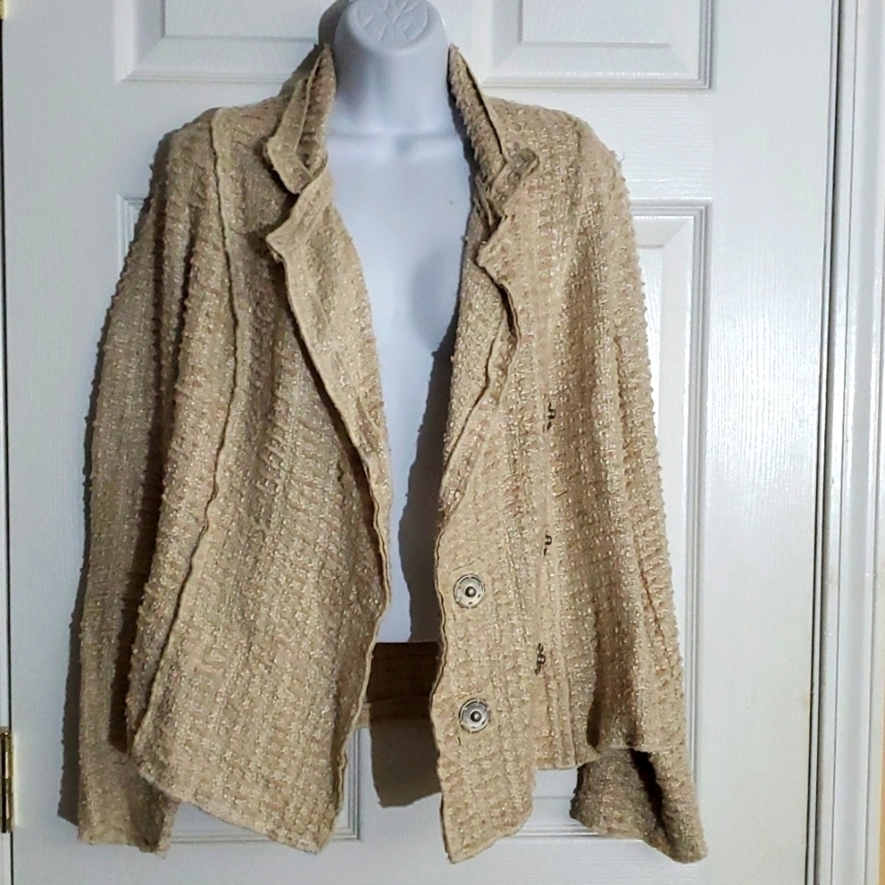 Cabi Blazer Medium Estate Chenille Double Breasted Woven Cream